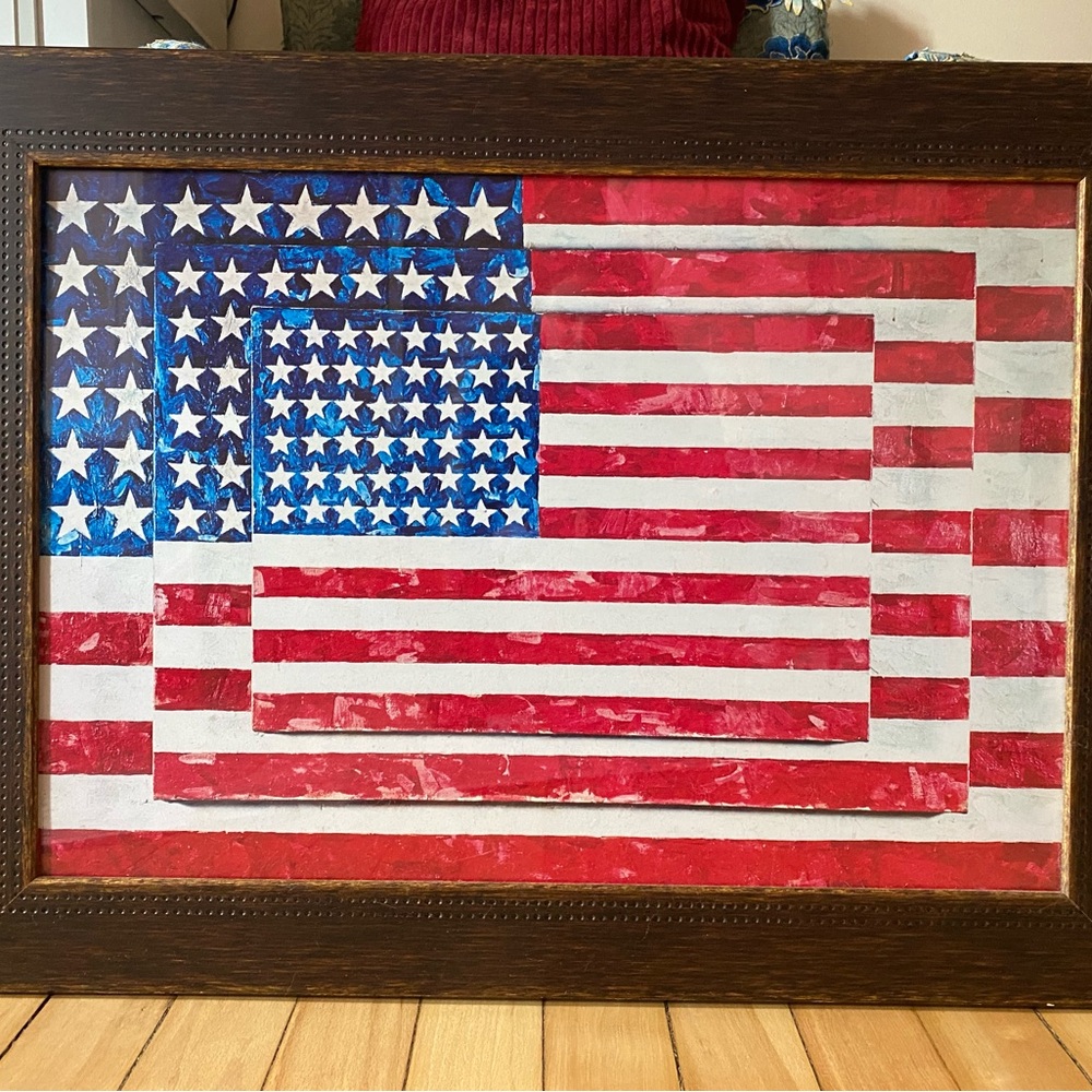 Framed American Flag Art - Jasper Johns